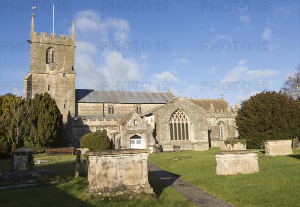 Historic village parish church of Saint Michael and All Angels, Urchfont, Wiltshire, England, UK Vale of Pewsey