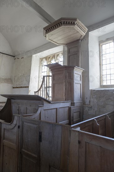 Church of Saint Mary, Old Dilton, Wiltshire, England, UK triple decker pulpit with sounding board