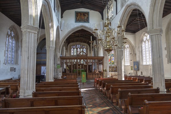 Interior of church of Saint Lawrence, Lechlade, Gloucestershire, England, UK