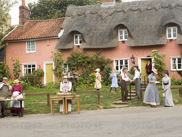 Filming a scene for Stanley's War film directed by Tim Curtis outside the Sorrel Horse pub, Shottisham, Suffolk, England, UK