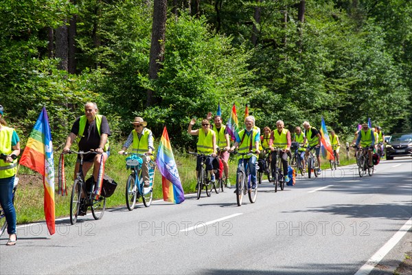 Ramstein 2021 peace camp bicycle demonstration: A bicycle demonstration took place on Saturday under the motto Stop Ramstein Air Base, organised as a rally from the starting points in Kaiserslautern, Kusel, Pirmasens and Homburg