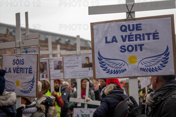 Strasbourg, France: Large demonstration for freedom against the corona measures and the vaccination pressure in France, Germany and other parts of Europe. The demonstration was organised by the peace initiative Europeansunited