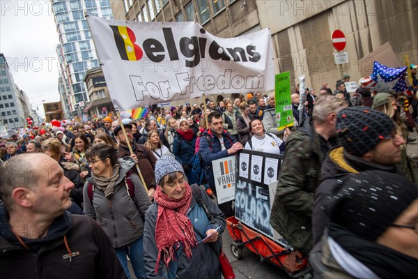 Brussels, 23 January: European demonstration for democracy, organised by the Europeans United initiative. The reason for the large demonstration is the encroachment on fundamental rights in Belgium, Germany, France and other states within the EU, Europe