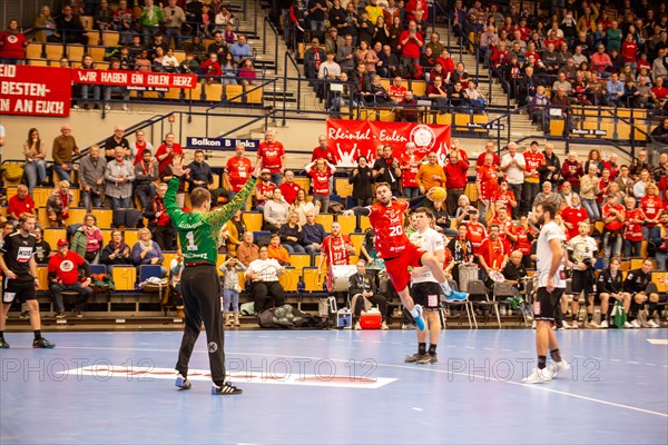 Match scene Eulen Ludwigshafen against HC Elbflorenz 2006 (2. Handballbundesliga, final score 31:29)