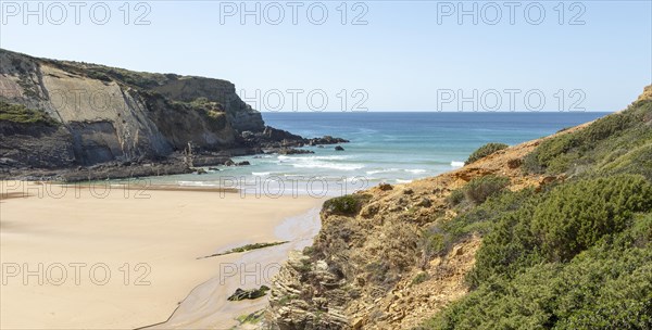 Sandy Carvalhal beach Costa Vicentina natural park, near Brejao, Alentejo Littoral, Portugal, Southern Europe, Europe