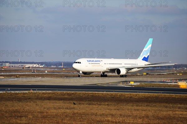 A passenger aircraft of the Portuguese airline Euroatlantic at Frankfurt Airport