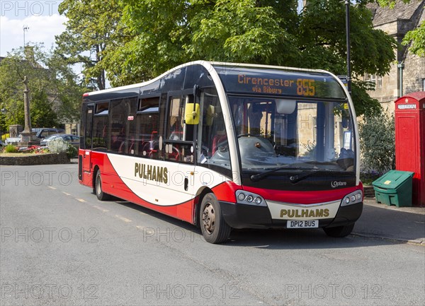Pulhams bus service to Cirencester in Northleach, Gloucestershire, Cotswolds, England, UK