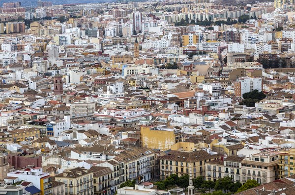 Cityscape view go high density buildings in city centre of Malaga, Spain, Europe