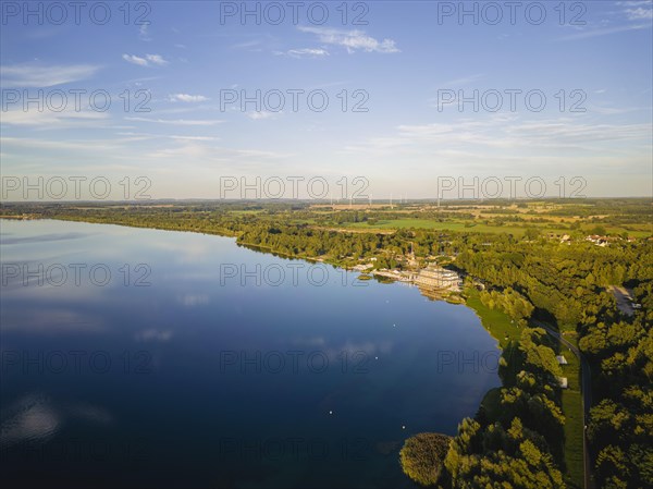 Lake Berzdorf is located on the southern city limits of Goerlitz in Upper Lusatia. It consists of the residual hole of the former Berzdorf open-cast lignite mine, which was flooded from 2002 to early 2013, Goerlitz, Saxony, Germany, Europe