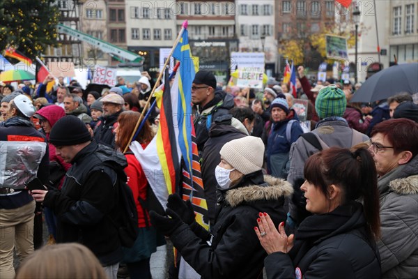 Strasbourg, France: Large demonstration for freedom against the corona measures and the vaccination pressure in France, Germany and other parts of Europe. The demonstration was organised by the peace initiative Europeansunited