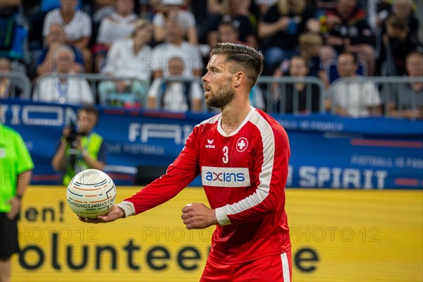 Fistball World Championship from 22 July to 29 July 2023 in Mannheim: Brazil defeated Switzerland 4:1 in the match for third place. Pictured here: Swiss national player Raphael Schlattinger