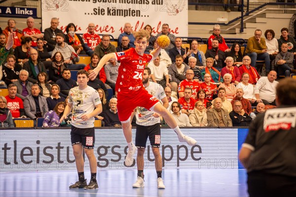 Match scene Eulen Ludwigshafen against HC Elbflorenz 2006 (2. Handballbundesliga, final score 31:29)