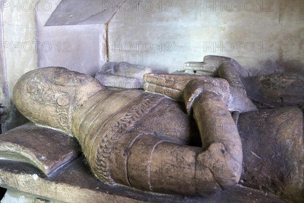 Altar tomb late 14th century Malwain or Blount family, church of Saint Andrew, Etchilhampton, Wiltshire, England, UK