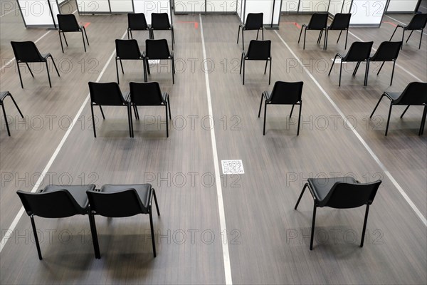 Waiting room in a vaccination centre, Rathenow, 14.04.2021