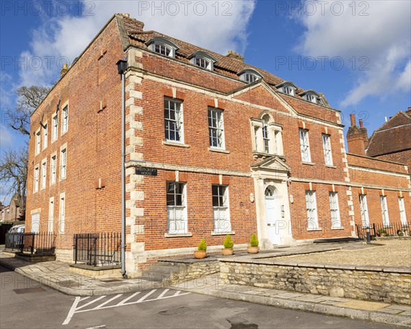 Westcroft House, red brick Georgian eighteenth century listed building c 1784, Trowbridge, Wiltshire, England, UK