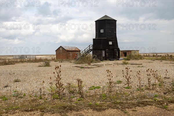 Black Beacon building at former Atomic Weapons Research Establishment, Orford Ness, Suffolk, UK now a nature reserve