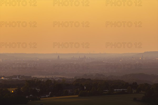 View of the Elbe valley towards Dresden from Koenigstein Fortress, Koenigstein, Saxony, Germany, Europe