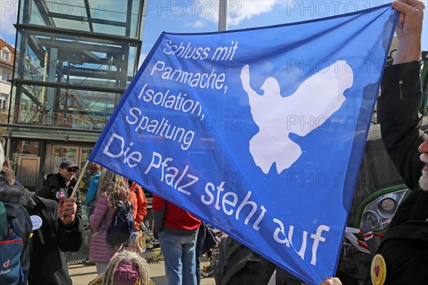 Lateral thinker demonstration in Stuttgart. The motto of the demonstration was Fundamental rights are not negotiable
