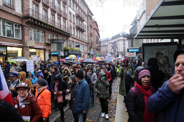 Strasbourg, France: Large demonstration for freedom against the corona measures and the vaccination pressure in France, Germany and other parts of Europe. The demonstration was organised by the peace initiative Europeansunited