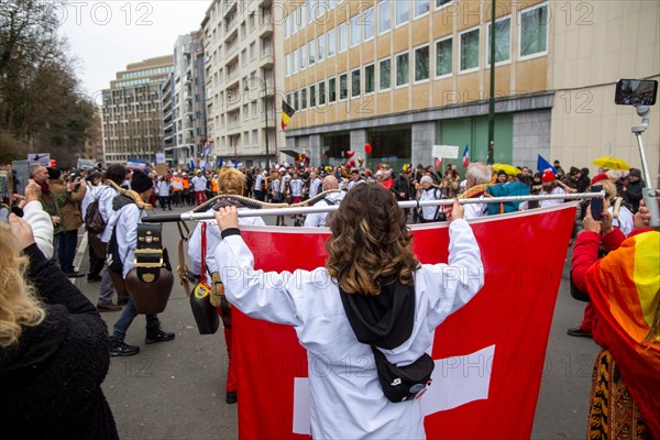 Brussels, 23 January: European demonstration for democracy, organised by the Europeans United initiative. The reason for the large demonstration is the encroachment on fundamental rights in Belgium, Germany, France and other states within the EU, Europe