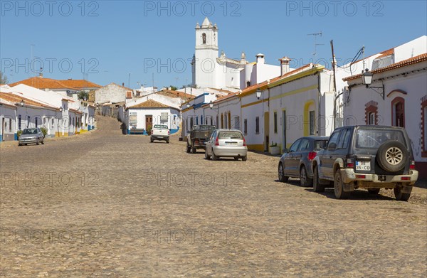 Rural settlement village cobbled streets, Entradas, near Castro Verde, Baixo Alentejo, Portugal, Southern Europe, Europe
