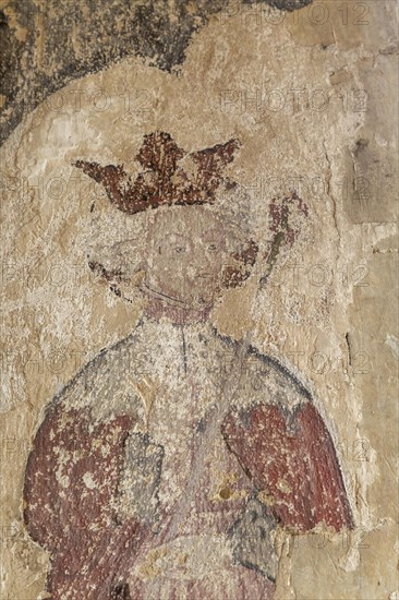 Church of Saint Mary, Boxford, Suffolk, England, UK medieval wall painting of a king