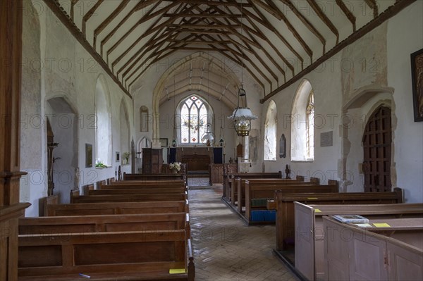 Inside village parish church of Saint Peter and Saint Paul, Alpheton, Suffolk, England, UK