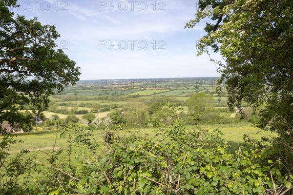 View over Avon valley from Bremhill looking west, near Chippenham, Wiltshire, England, UK
