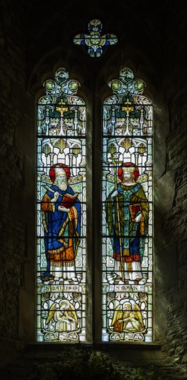 Stained glass window Saint Matthew and Saint Mark, 1905, James Powell and Sons, Hartpury church, Gloucestershire, England, UK