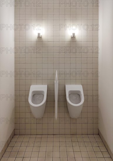 Two urinals in the men's toilet, Krefeld, Lower Rhine, North Rhine-Westphalia, Germany, Europe