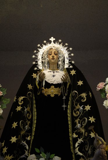 Statue of Virgin de los Dolores, church of Saint Anthony of Padua, Frigiliana, Malaga province, Spain, Europe