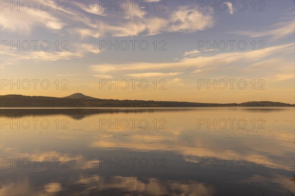 Lake Berzdorf is located on the southern city limits of Goerlitz in Upper Lusatia. It consists of the residual hole of the former Berzdorf open-cast lignite mine, which was flooded from 2002 to early 2013, Goerlitz, Saxony, Germany, Europe