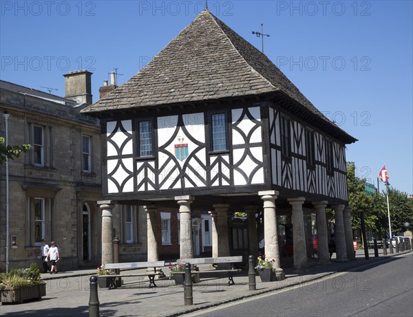 Town Hall building original seventeenth century restored 1889 now a museum, Royal Wootten Bassett, Wiltshire, England, UK