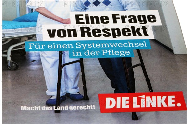 Symbolic image Die Linke: Flyer on the topic of healthcare, nursing care