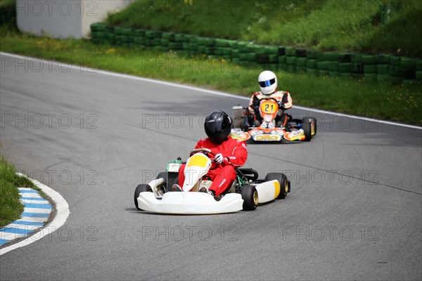 Kart driver on the Walldorf kart track, Baden-Wuerttemberg