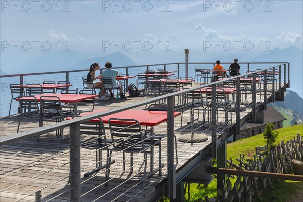 Sun terrace on the Rigi-Kulm, Lake Lucerne, Canton Lucerne, Switzerland, Rigi, Schwyz, Switzerland, Europe