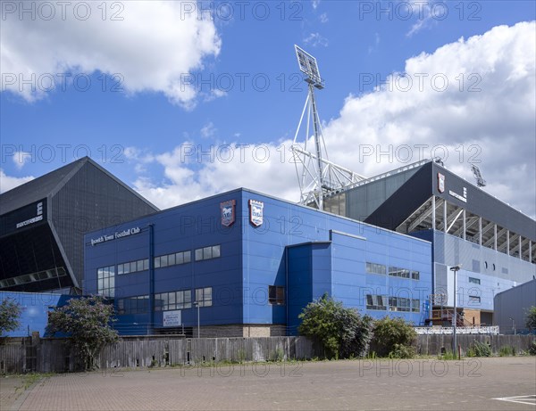 Football ground stadium Ipswich Town Football Club, Ipswich, Suffolk, England, UK view from Russell Road