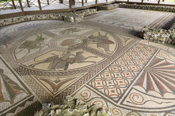 Roman mosaic at Littlecote House Hotel, Hungerford, Berkshire, England, UK