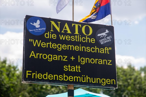 Peace demonstration in front of Ramstein Air Base against war and armament and in favour of diplomacy and negotiations