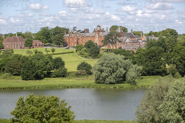 Framlingham College school and the mere lake, Framlingham, Suffolk, England, UK