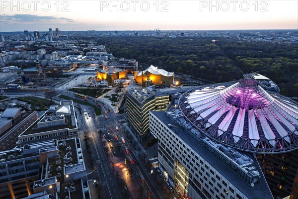 Potsdamer Platz with the Sony Center and the Berlin Philharmonic Hall, Berlin, 20/04/2021