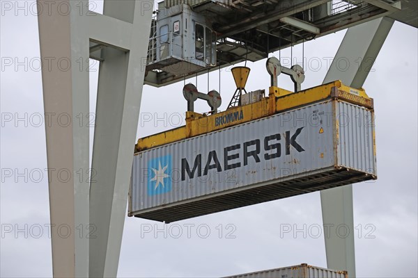 Close-up of a container being shipped (Mannheim, Baden-Wuerttemberg)