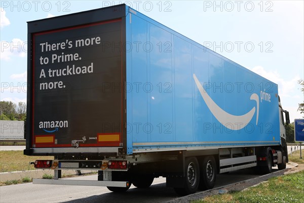 Amazon truck in a motorway car park on the A 61 near Ludwigshafen