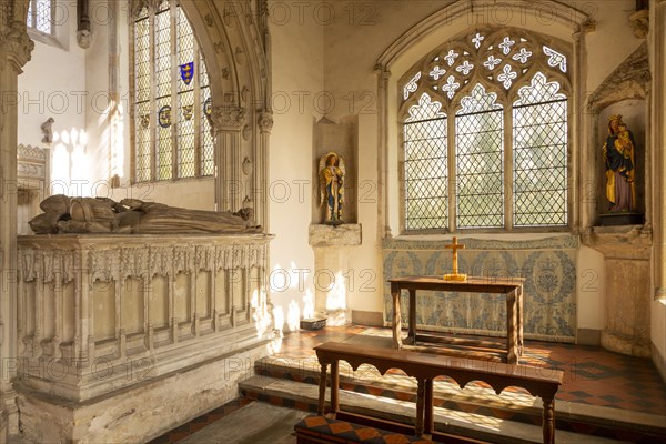 Interior historic village parish church, Wingfield, Suffolk, England, UK, Lady chapel