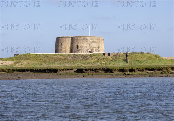 Lady Florence boat trip cruise River Ore, Orford Ness, Suffolk, England, Martello Tower CC (No. 1) at Slaughden