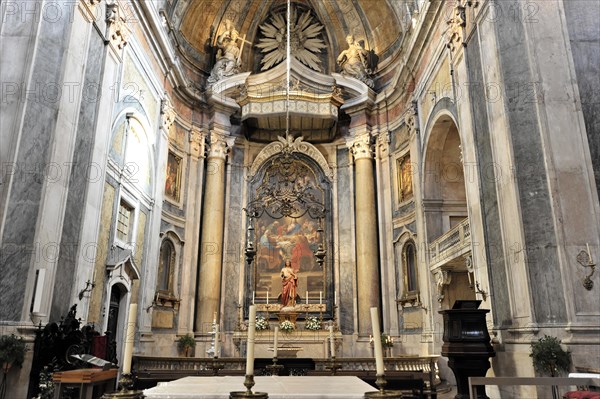 Interior view, Basilica da Estrela consecrated in 1790, burial place of Queen Maria I, Lisbon, Lisboa, Portugal, Europe