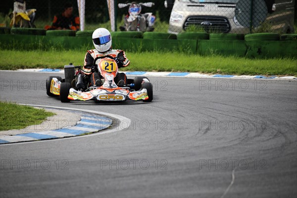 Kart driver on the Walldorf kart track, Baden-Wuerttemberg