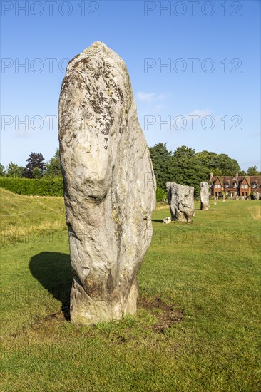 Standing stones in south west quadrant neolithic stone circle henge prehistoric monument, Avebury, Wiltshire, England UK