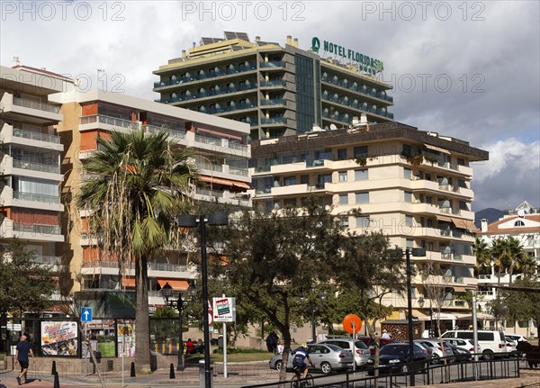 Apartment blocks and Hotel Florida Spa on the seafront, Fuengirola, Costa del Sol, Andalusia, Spain, Europe