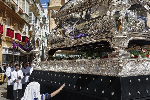 Semana Santa, procession, magnificent coffin, altar boys, celebrations in Cadiz, Spain, Europe